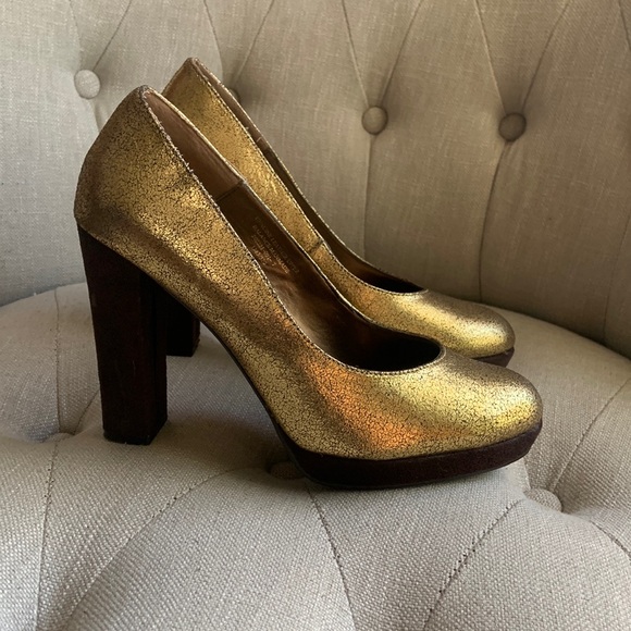 Colin Stuart Gold Chunky Heels - Picture 1 of 8